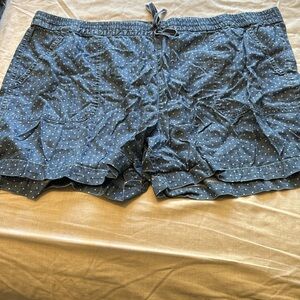 Tommy Hilfiger Shorts Women Size XXL Blue Pockets Mid Rise Drawstring Polka Dot